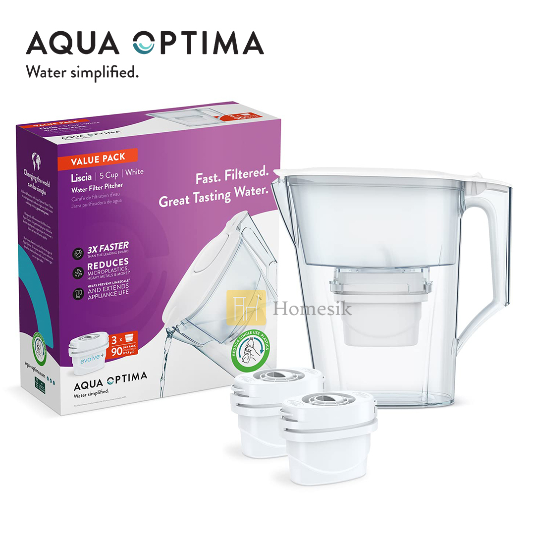 Liscia 白色2.5L濾水壺連Evolve+ 濾芯3件 (PJ0602) 