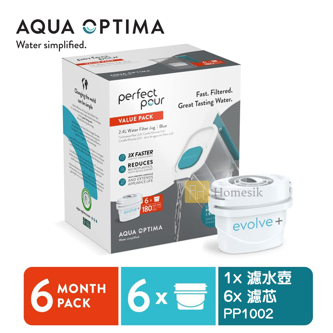 Perfect Pour 藍色2.4L濾水壺連Evolve+ 濾芯6件 (PP1002)