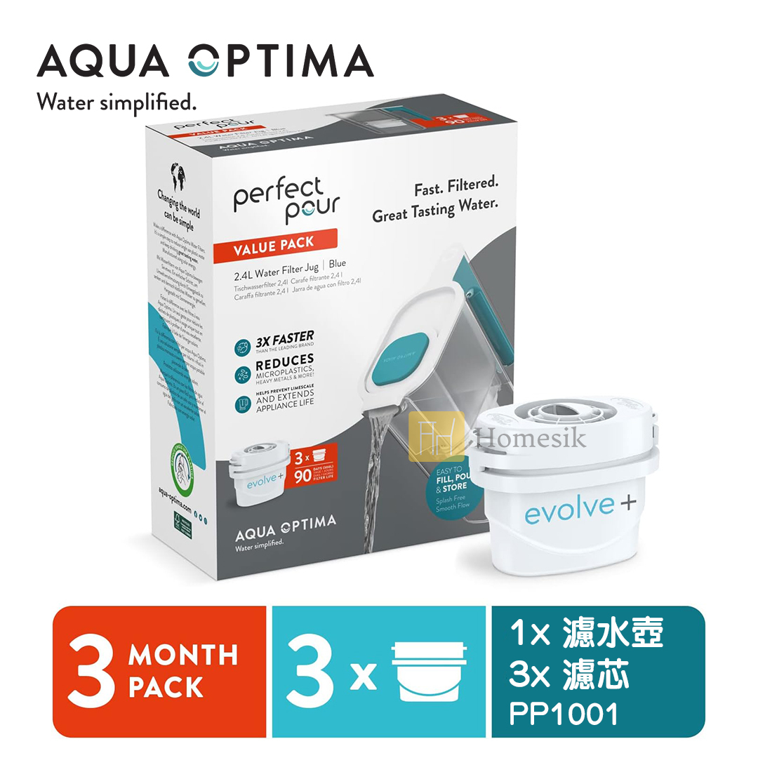Perfect Pour 藍色2.4L濾水壺連Evolve+ 濾芯3件 (PP1001)