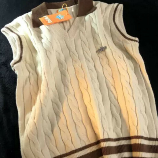 Hot Selling Sleeveless Knitted Vest Sweater [Apricot] [S-XL] (please contact customer service to confirm the delivery size after placing the order)