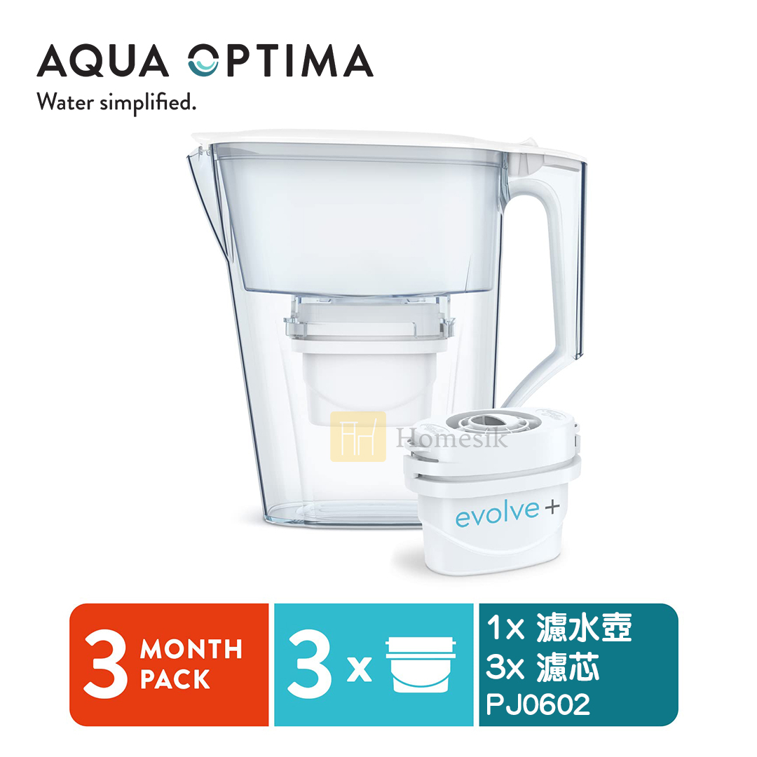 Liscia 白色2.5L濾水壺連Evolve+ 濾芯3件 (PJ0602) 