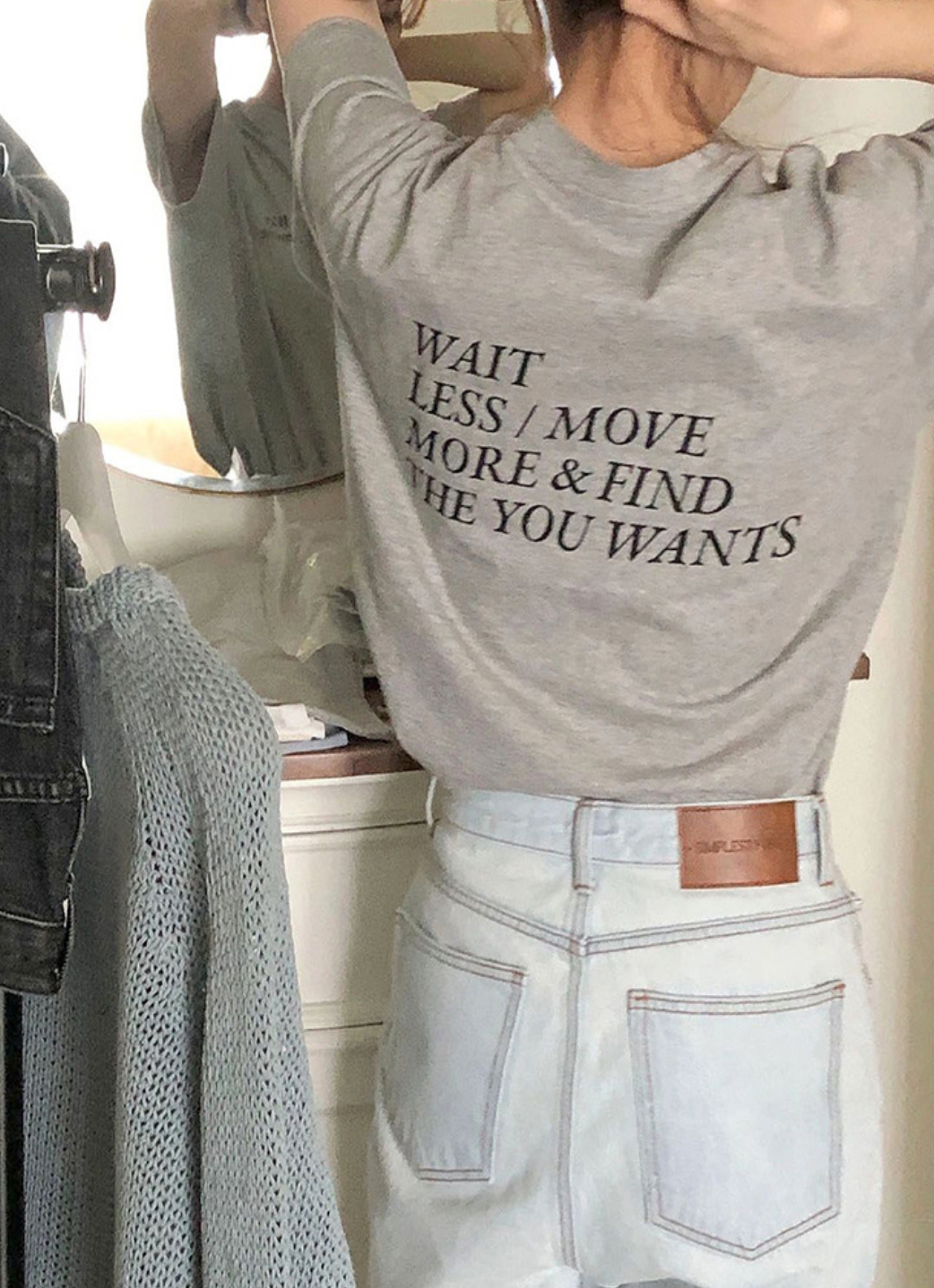 日常休閒簡約字母印花百搭T恤（兩色）