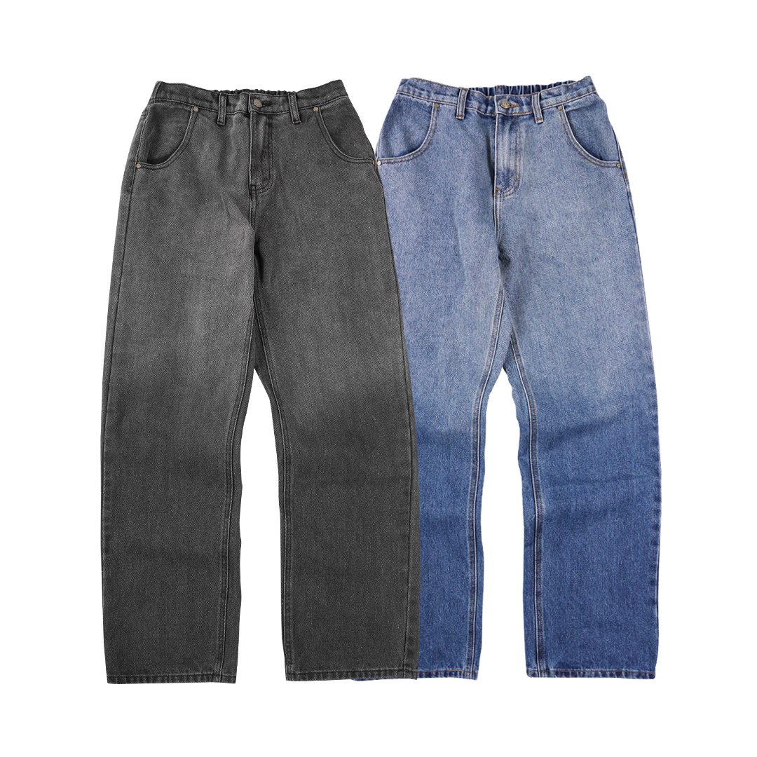 漸層水洗 牛仔直筒寬褲