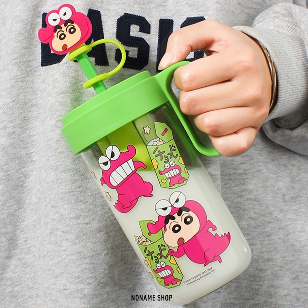 蠟筆小新 造型 大容量 玻璃 吸管杯 620ML 四色