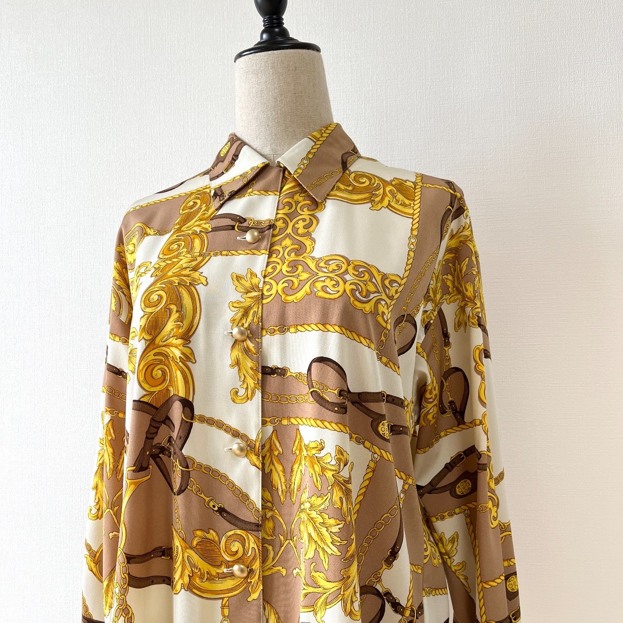 日本製米色巴洛克風古著上衣