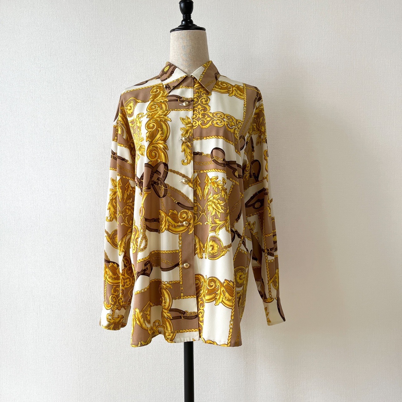 日本製米色巴洛克風古著上衣