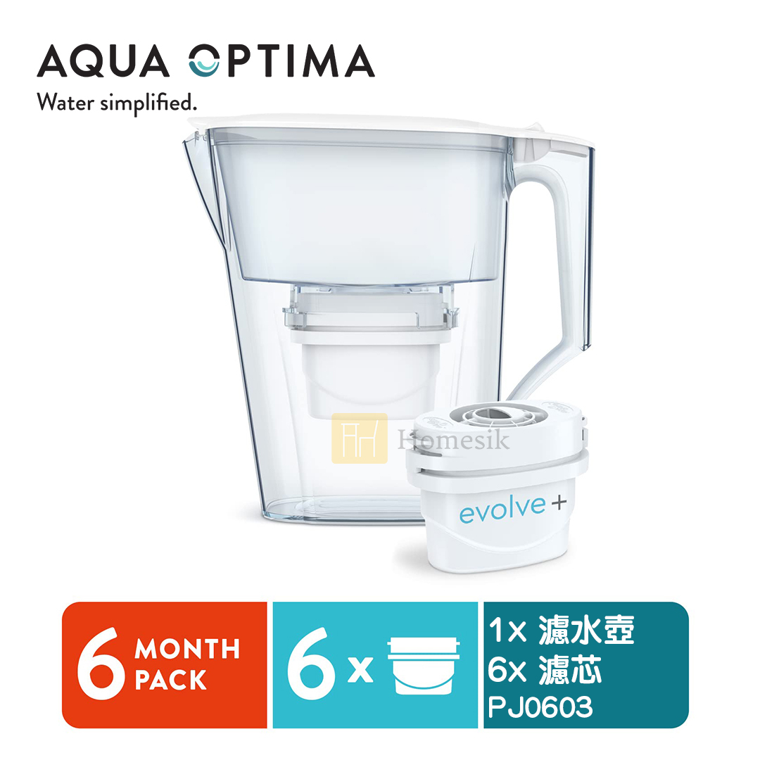 Liscia 白色2.5L濾水壺連Evolve+ 濾芯6件 (PJ0603)