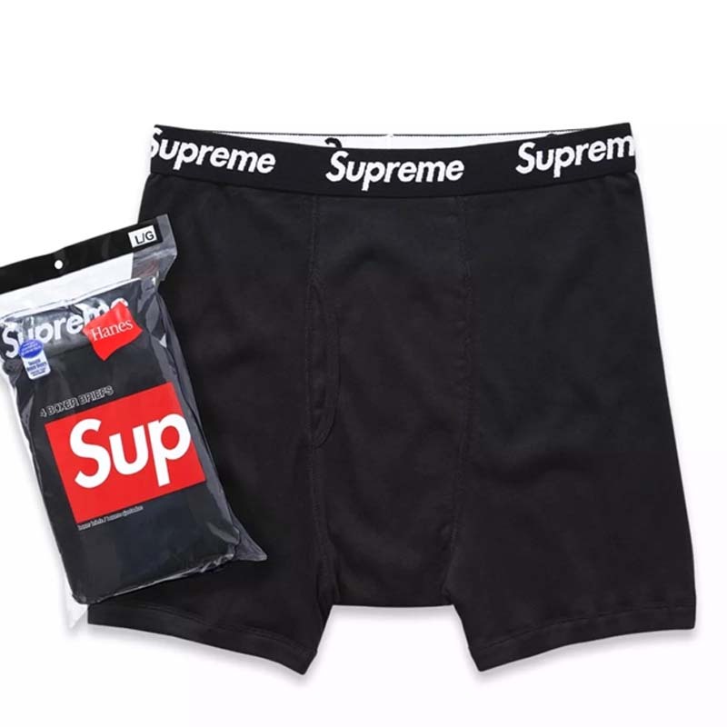 Supreme HANES BOXER BRIEF (4PACK) BLACK 純棉四角內褲運動四角褲SU