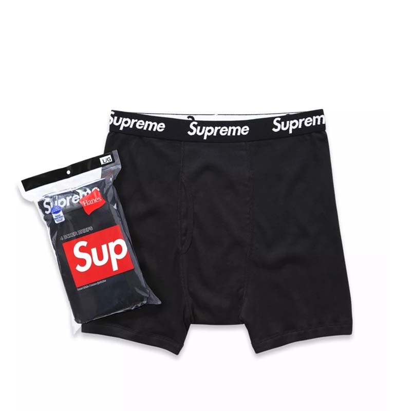 Supreme HANES BOXER BRIEF (4PACK) BLACK 純棉四角內褲 運動四角褲 SUP-493 [台灣現貨]