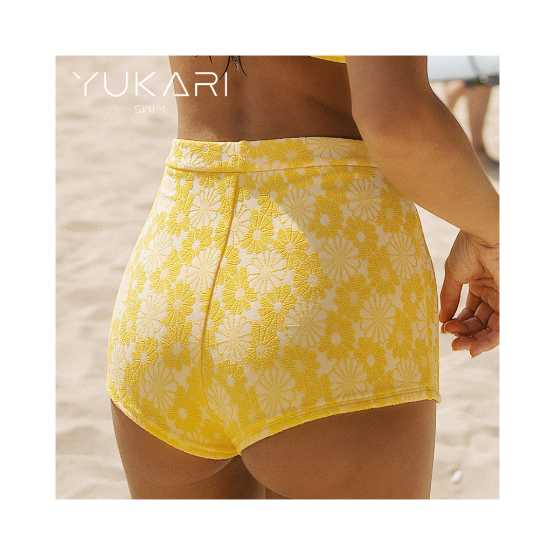 ▲Yukari Simone 提花運動衝浪泳褲短褲 黃色 [Y0018]