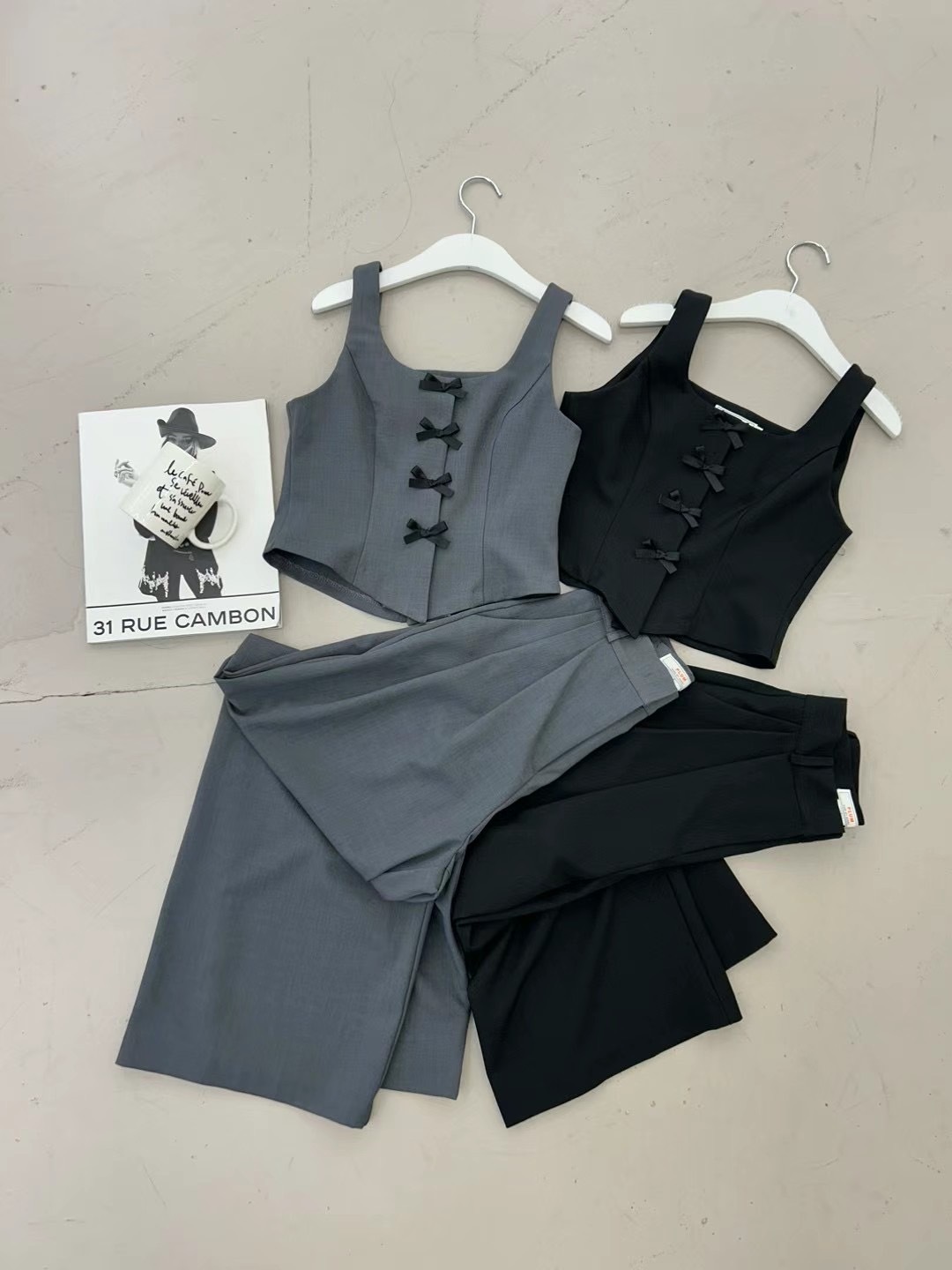 🇰🇷  蝴蝶結 馬甲排扣 西裝背心 西裝SET
