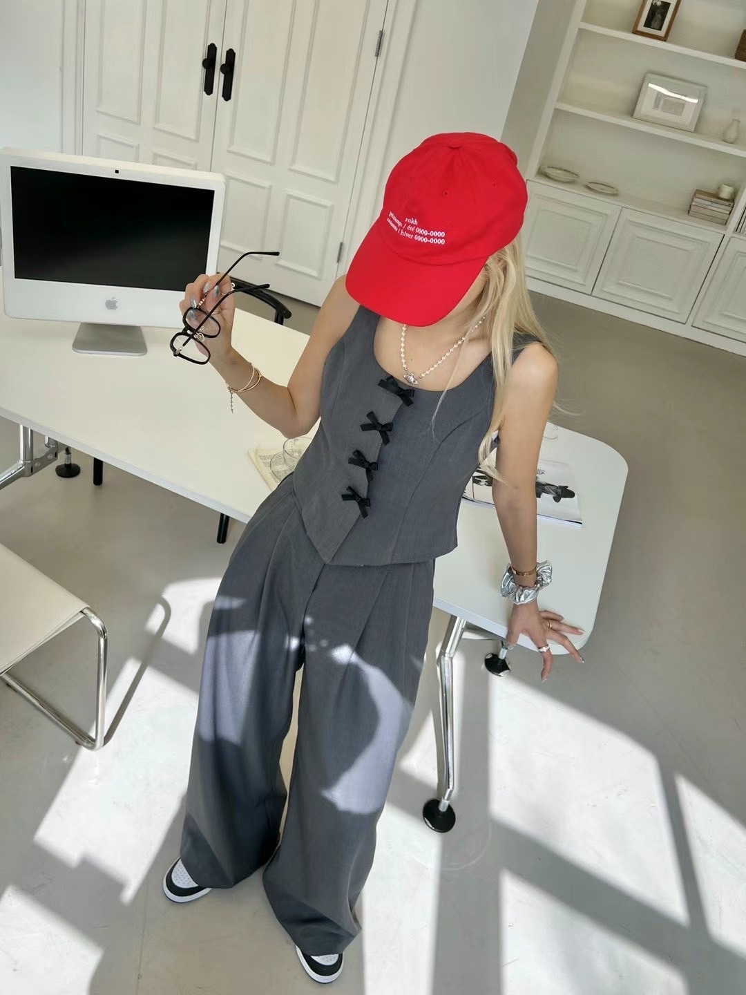 🇰🇷  蝴蝶結 馬甲排扣 西裝背心 西裝SET