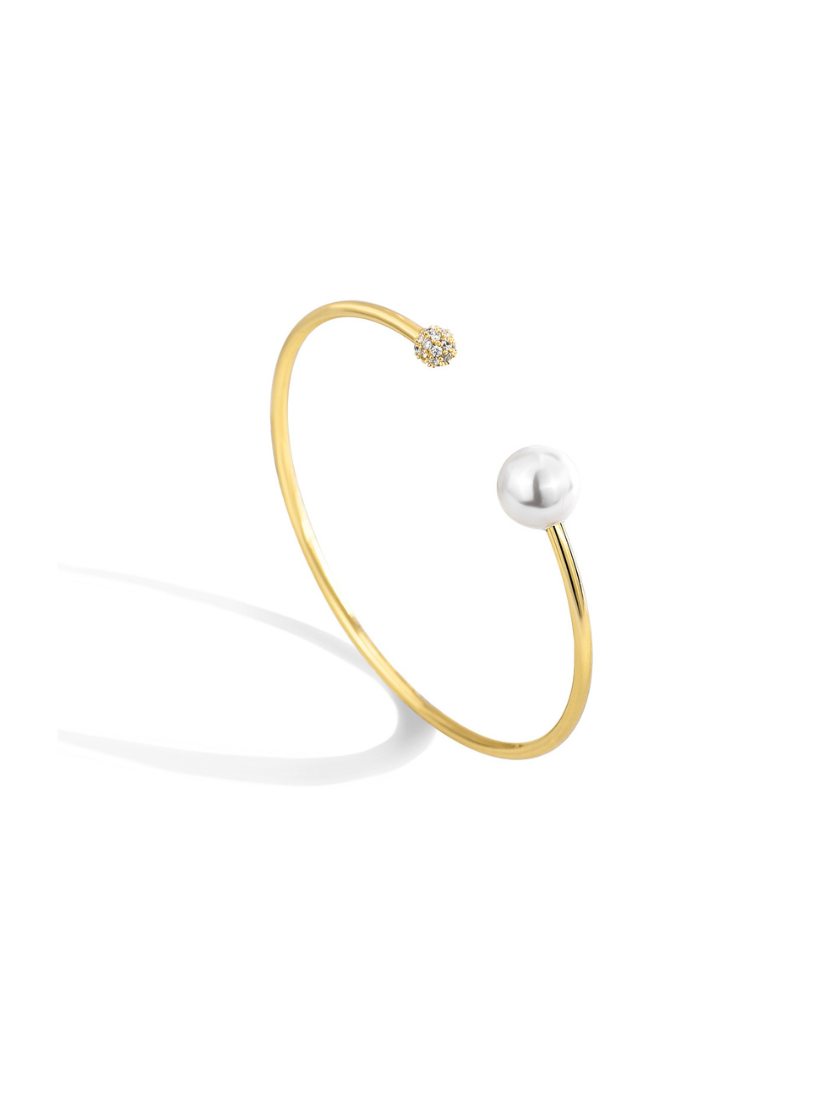 Bangle｜法式優雅珍珠造型開口手環
