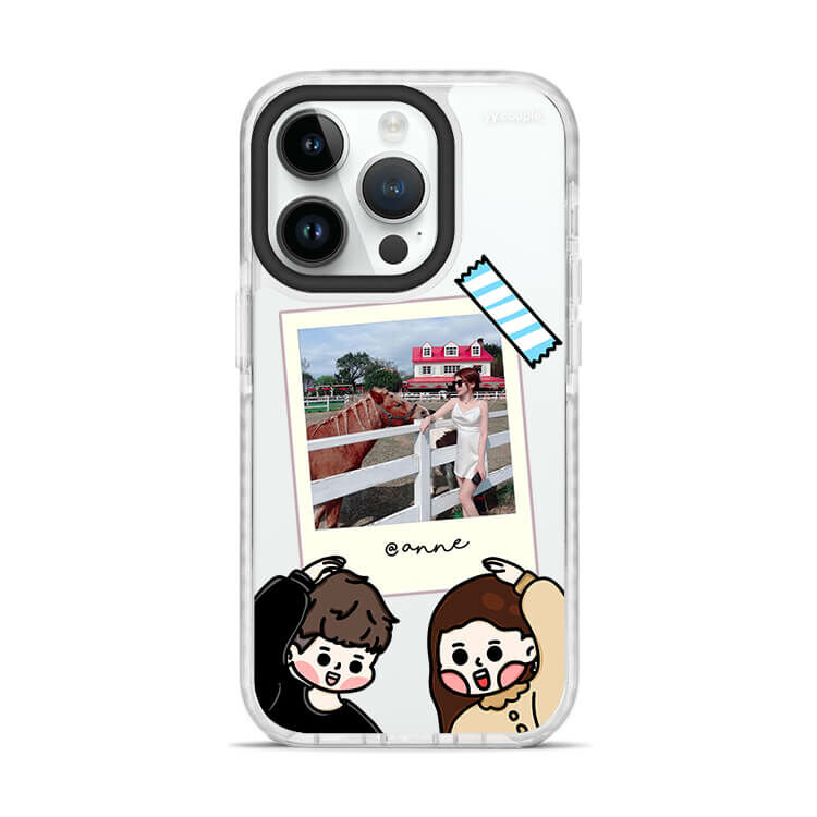 【插畫聯名】挖系小y 幸福情人 - (訂製名字) 防摔撞白殼  iPhone客製化手機殼