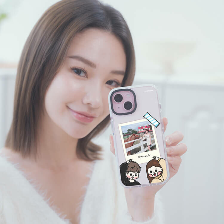 【插畫聯名】挖系小y 幸福情人 - (訂製名字) 防摔撞白殼  iPhone客製化手機殼