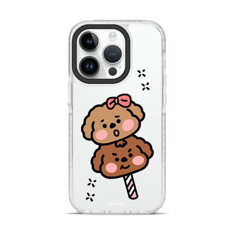 【插畫聯名】挖系小y 貴賓冰棒 - (訂製名字) 防摔撞白殼  iPhone客製化手機殼