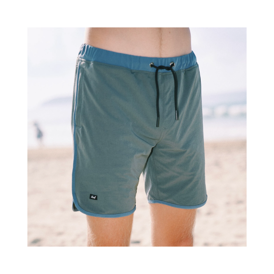 ▲Zurf 沙灘拼接透氣速乾短褲 灰藍色 [ZK134]