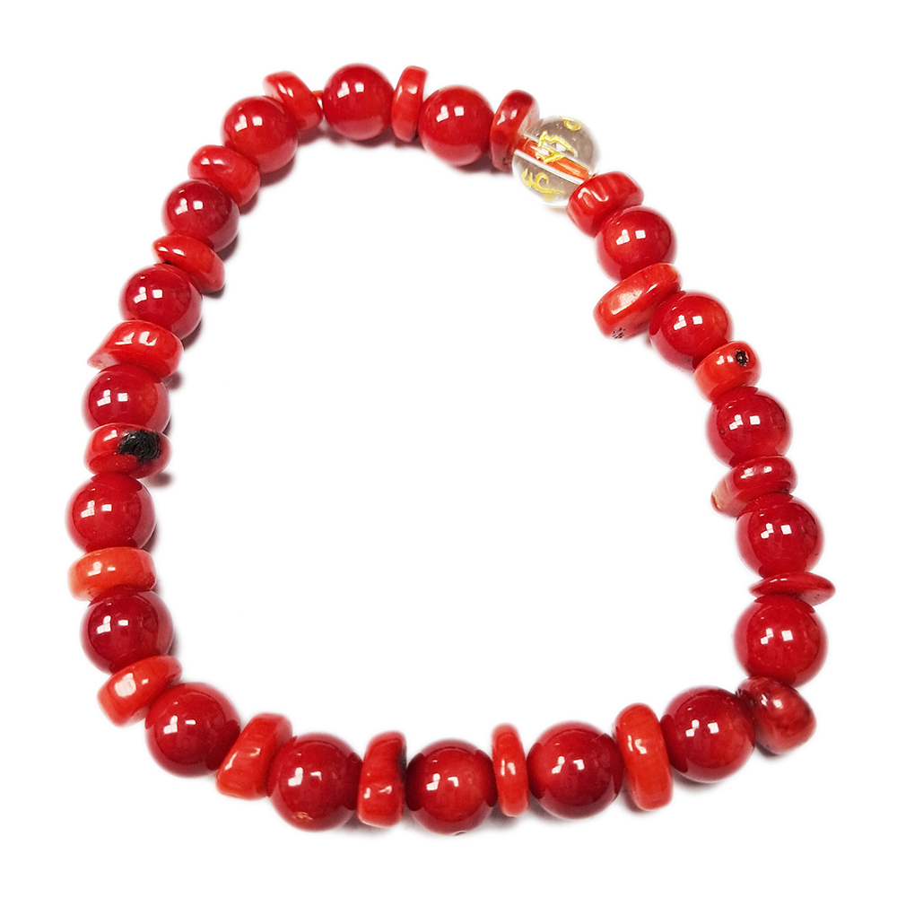 六字真言&海竹珊瑚手珠6.8mm【十方】152855