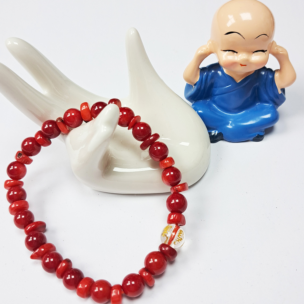 六字真言&海竹珊瑚手珠6.8mm【十方】152855