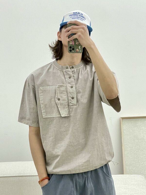 洗水淨色半開胸可束腳短袖Tee HIGH FIVE-067T