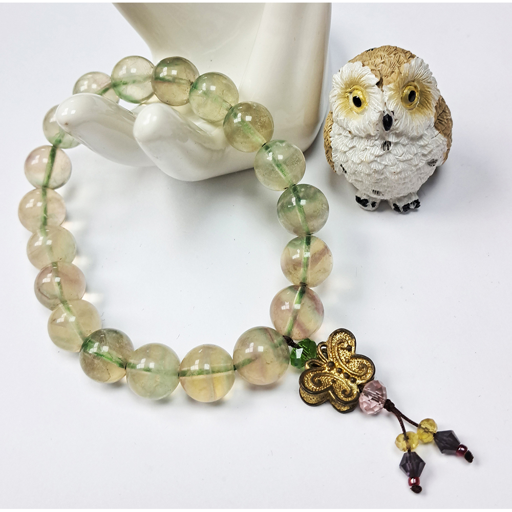 蝴蝶+七彩瑩石手珠10mm【十方】139435