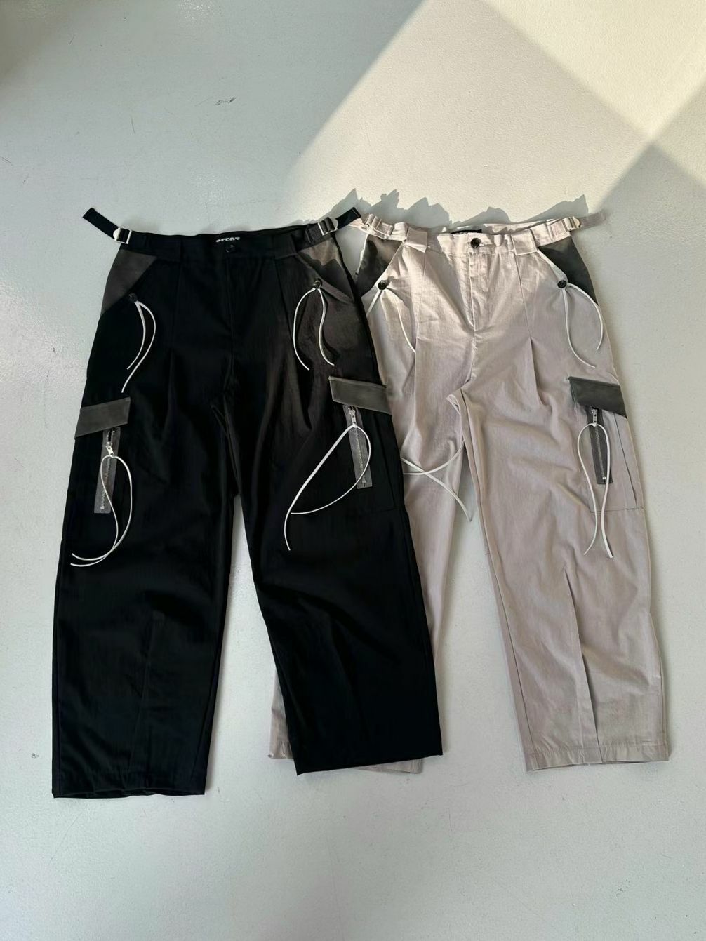 拼色工裝鬆身褲 P2829