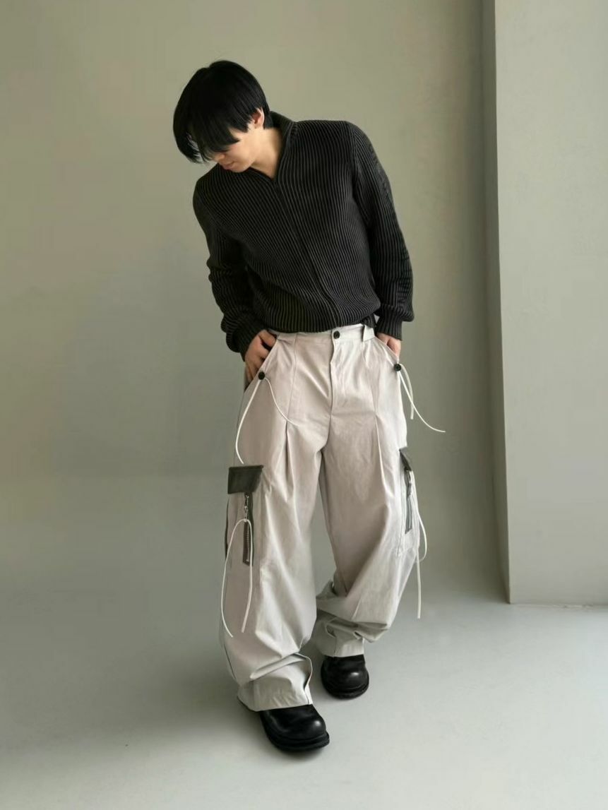 拼色工裝鬆身褲 P2829