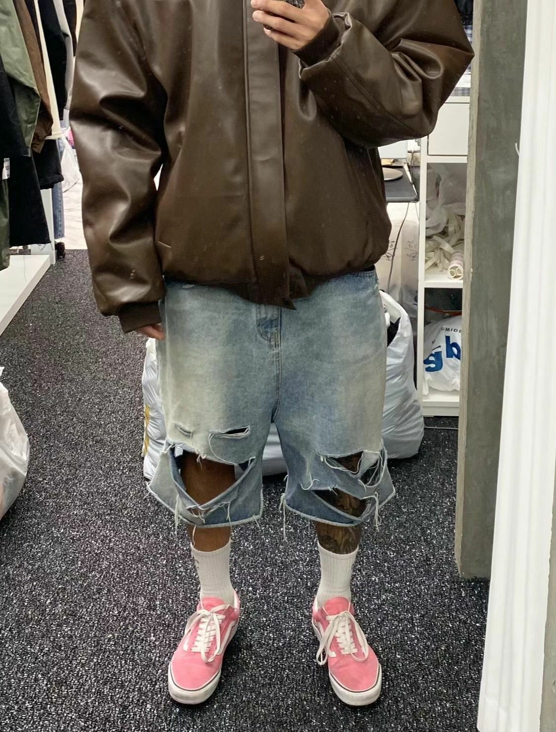 洗水破洞牛仔短褲 J730