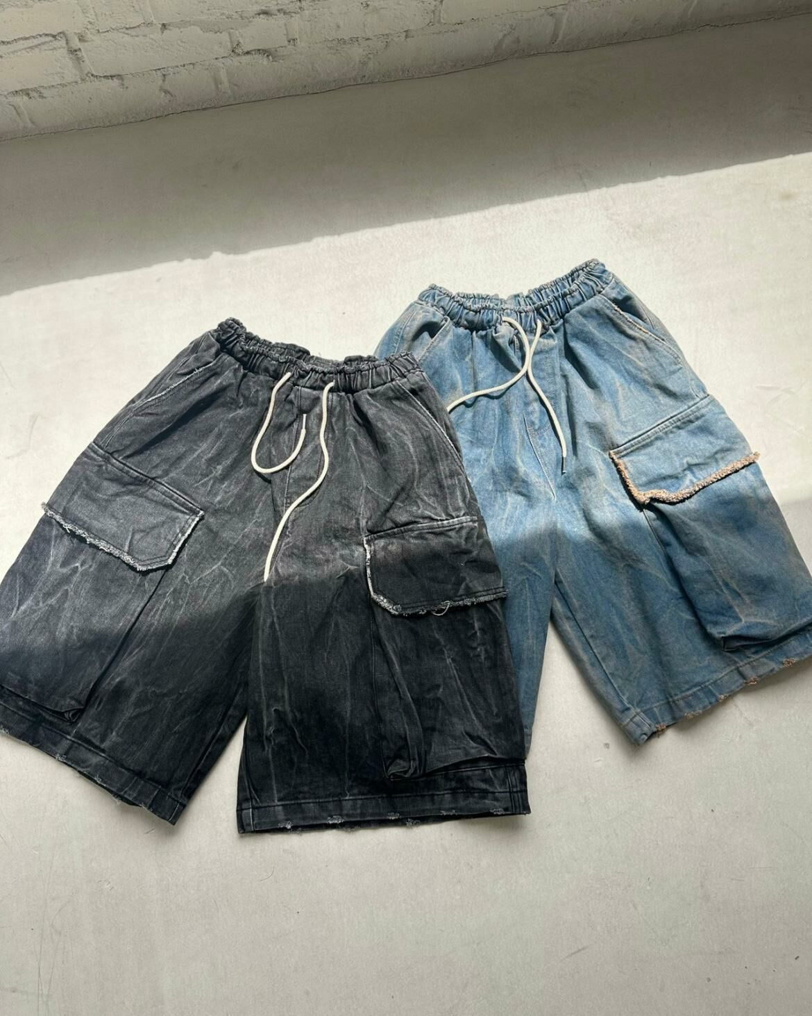 洗水牛仔工裝短褲 P2830