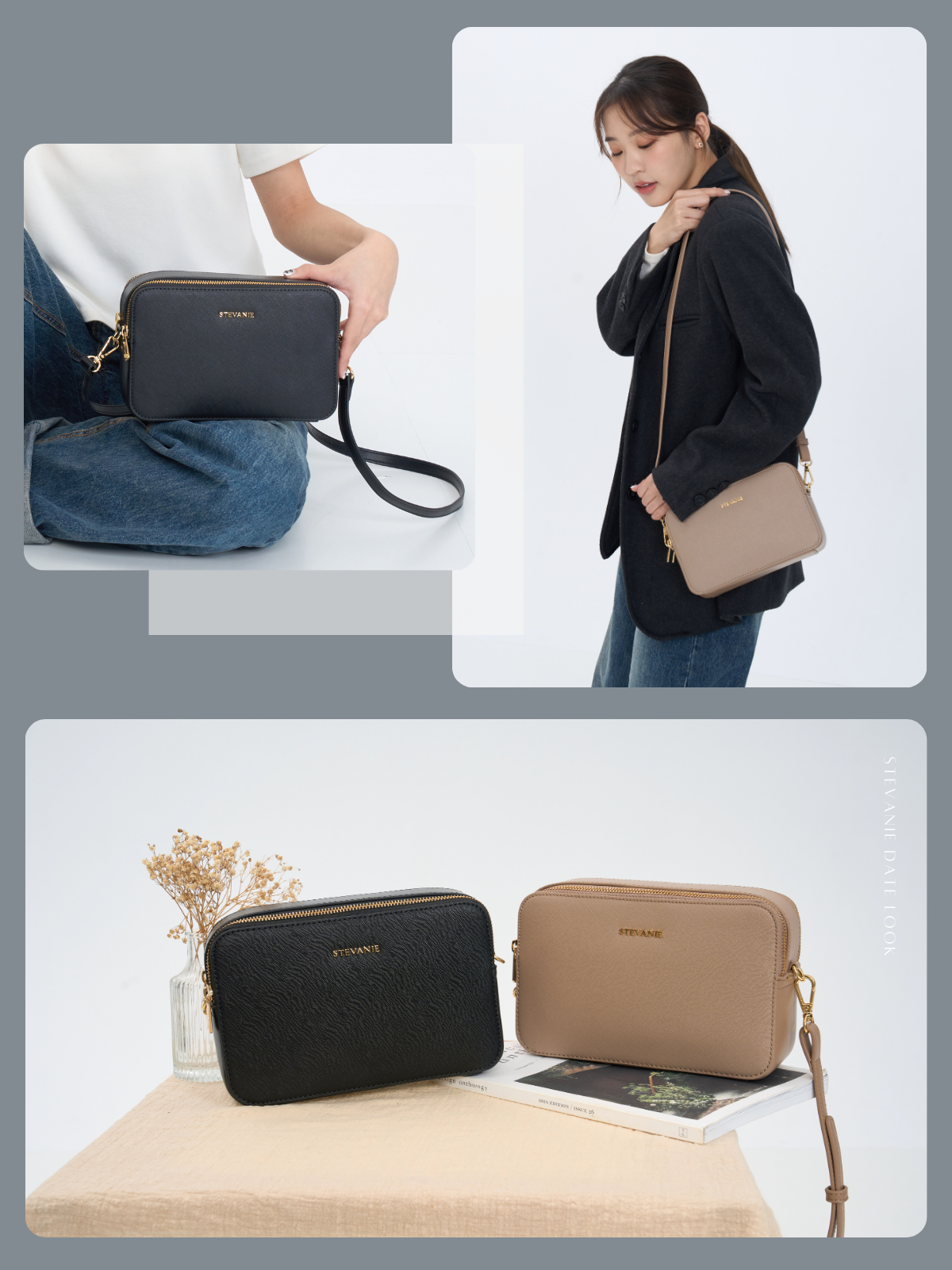 STEVANIE美菈雙層斜背相機包