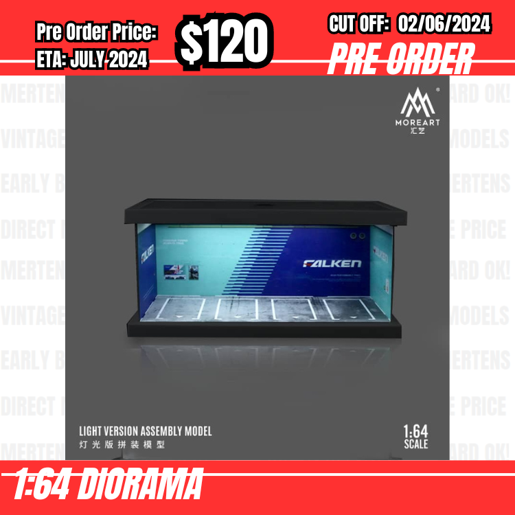 PO-$120 * Moreart * 1:64 Diorama - Indoor Parking Lot Falken (24.5 x 10 x 12cm) [OD29/05]