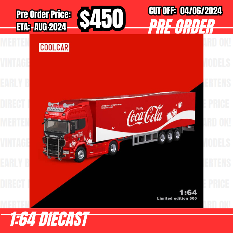 PO-$450 * Time Micro * 1:64 S730 V8 Enclosed Double Deck Transporter Coca Cola [OD29/05]