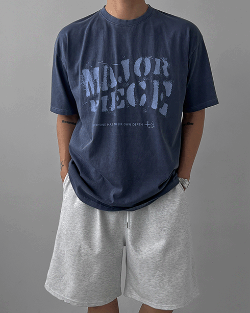 寬版着色深色水洗短袖T恤