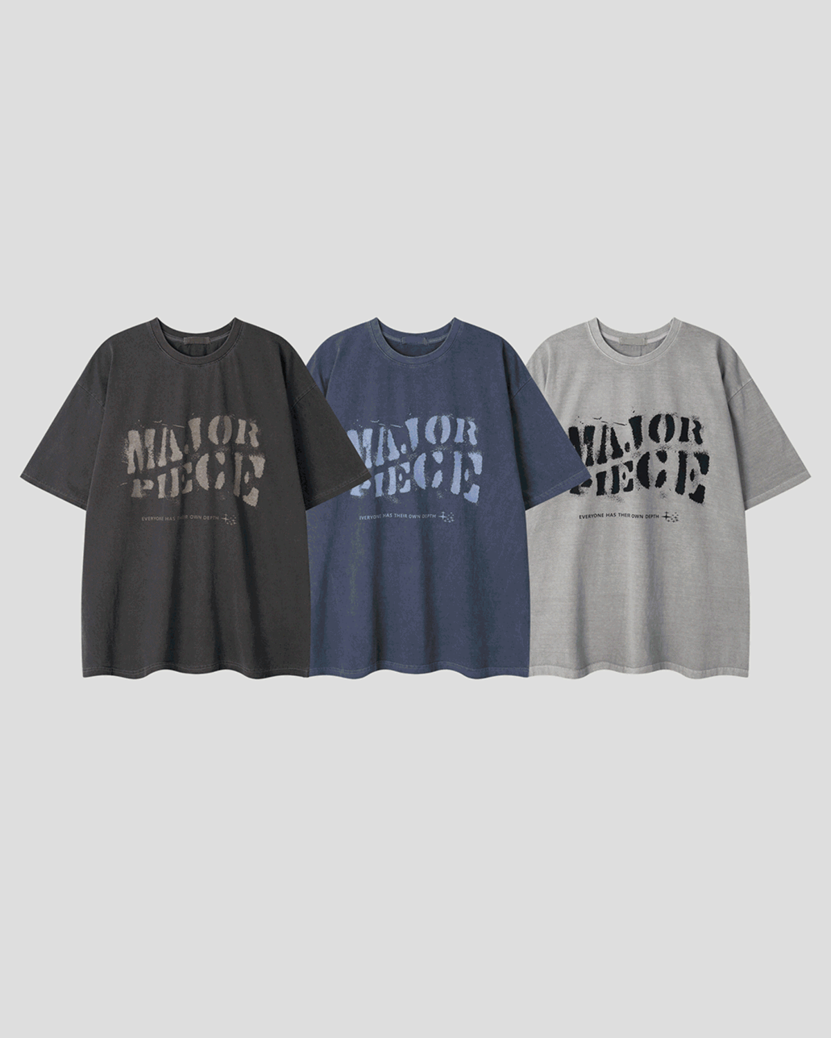 寬版着色深色水洗短袖T恤