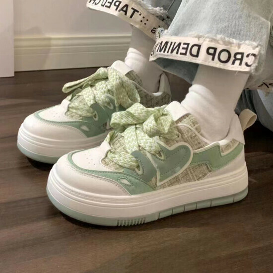 熱賣厚底百搭板鞋【綠色】【35-40碼】（下單後請聯絡客服確認發貨尺碼）