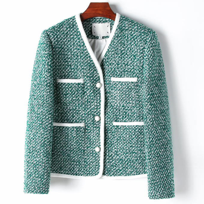 Hot selling blended crew neck jacket (S/M size) (green) (contact customer service after placing order to confirm delivery size)