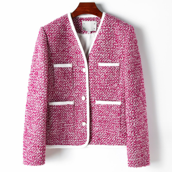 Hot selling blended crew neck jacket (S/M size) (rose red) (contact customer service after placing order to confirm delivery size)