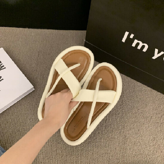 Hot Selling Flip Flop Sandals [Beige] [Size 35-40] (Please contact customer service to confirm the delivery size after placing the order)
