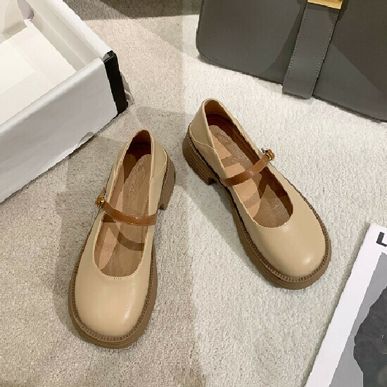 熱賣淺口百搭小皮鞋【杏色】【35-40碼】(下單後請聯絡客服確認發貨尺碼)