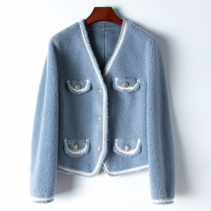 Hot selling wool grain casual jacket (M size) (sky blue)