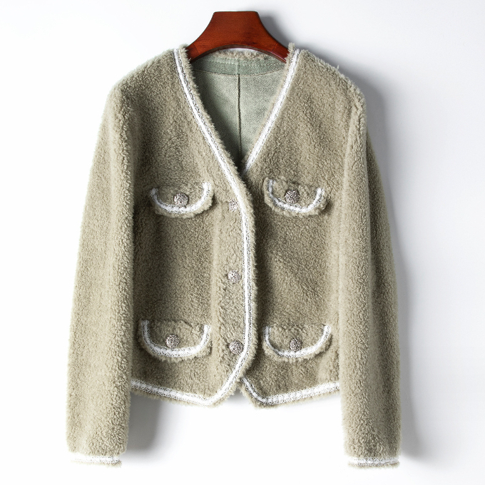 Hot selling wool particle casual jacket (S/M size) (light green) (contact customer service after placing the order to confirm the delivery size)