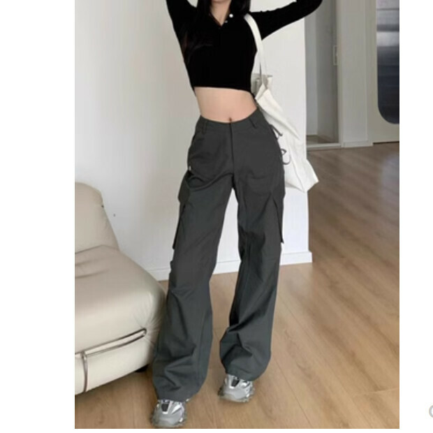 Hot selling high-waisted straight overalls [dark gray] sizes [S-XL] [please contact customer service to confirm the delivery size after placing the order]