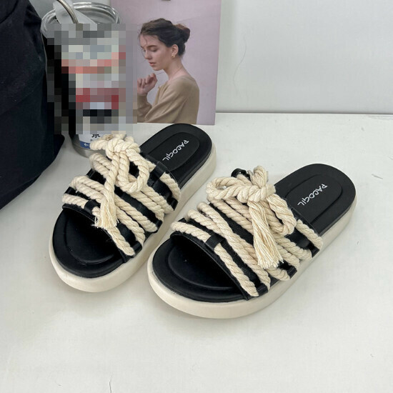 Hot selling thick-soled casual slippers [black] [size 35-40] (please contact customer service to confirm the delivery size after placing the order)