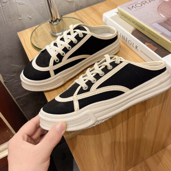 熱賣厚底帆布拖鞋【黑色】【35-40碼】（下單後請聯絡客服確認發貨尺碼）