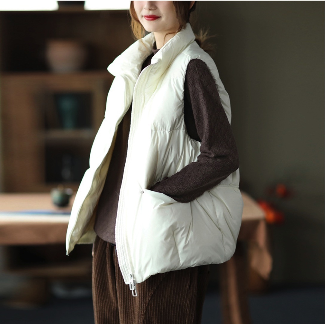 Light Vest Sleeveless Down Jacket (White, 80 lbs-150 lbs recommended for one size)