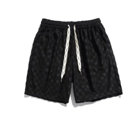 激抵夏季格子休閒五分褲（黑色）【S-2XL碼】【下單後聯絡客服確認發貨尺碼】