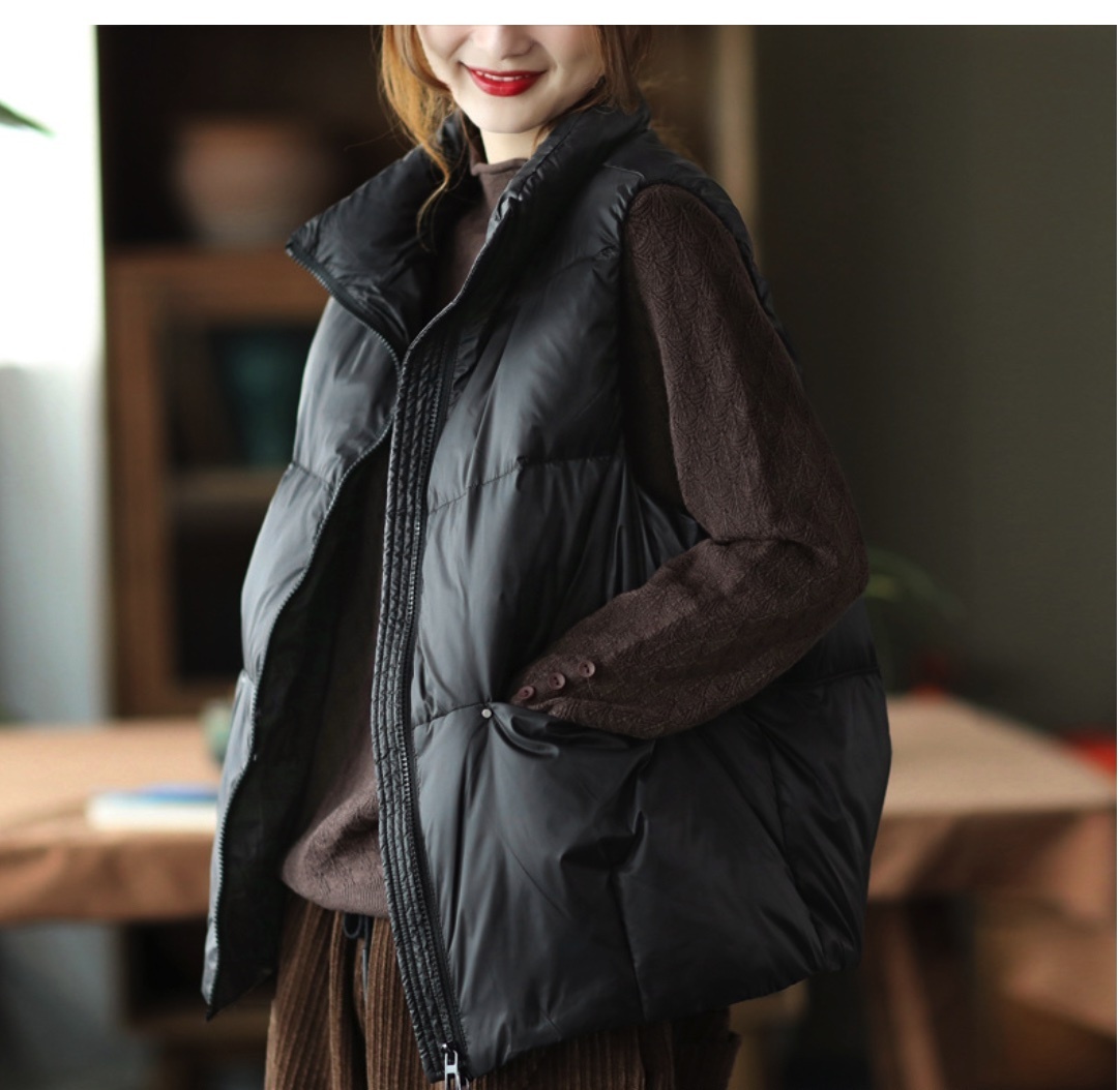 Lightweight vest sleeveless puffer jacket (black, 80 pounds to 150 pounds recommended for one size)