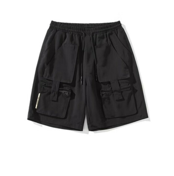 激抵工裝口袋五分褲（黑色）【M-5XL碼】【下單後聯絡客服確認發貨尺碼】