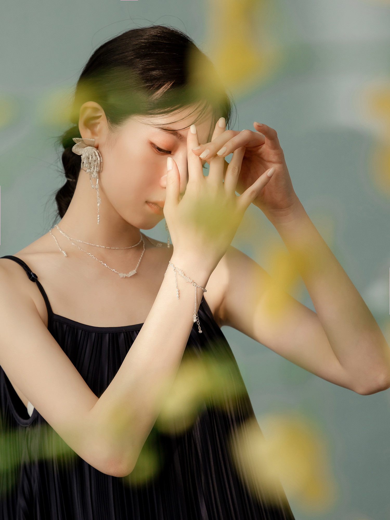 給我一束滿天星。MUCHAT手作簡約白水晶珍珠手鍊