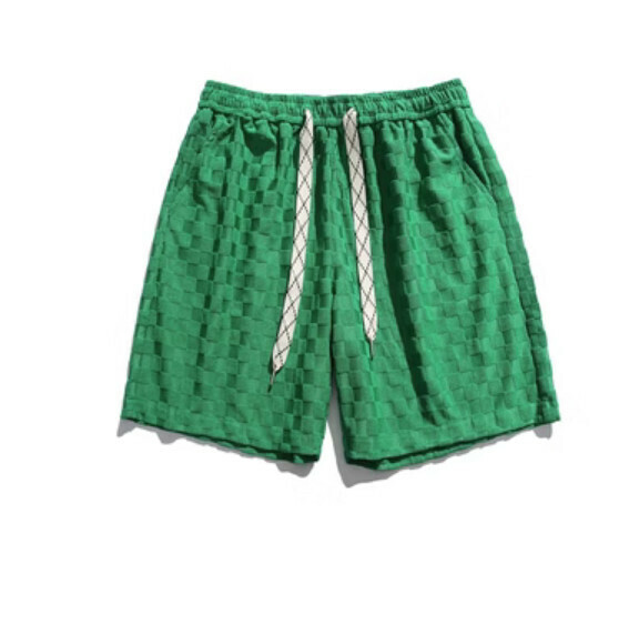 激抵夏季格子休閒五分褲（綠色）【S-2XL碼】【下單後聯絡客服確認發貨尺碼】
